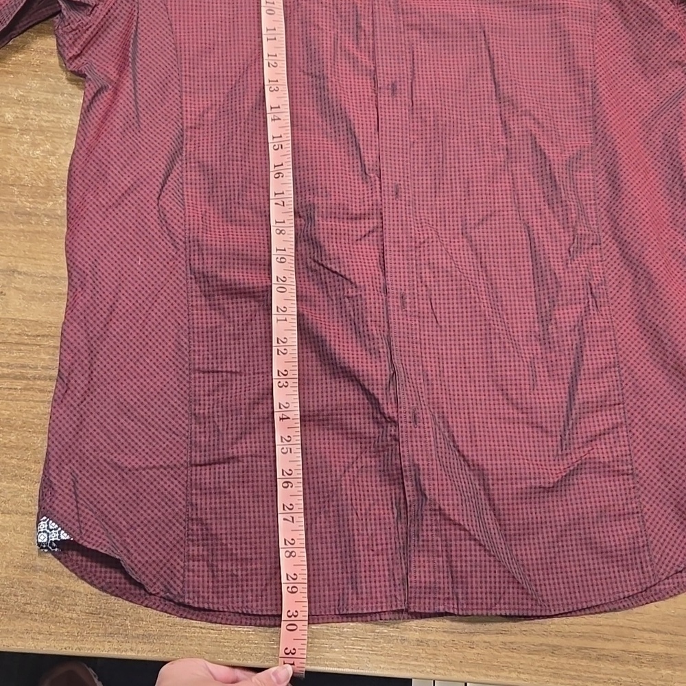 TED BAKER LONDON-Long Sleeve Button-Up Dress Shirt-Red Wine-Size 5(Slim XL) - Picture 16 of 17